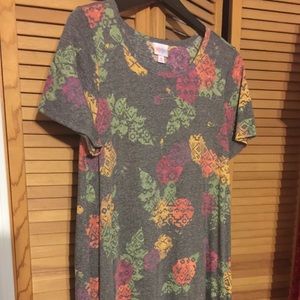 Lularoe Carly Medium Geometric Aztec Flowers EUC